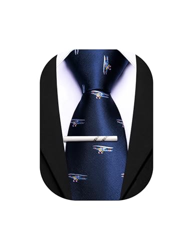 Image of Barry.Wang Silk Ties for Men Fun Necktie and Tie Clip Set for Wedding Party Business Formal Extra Long