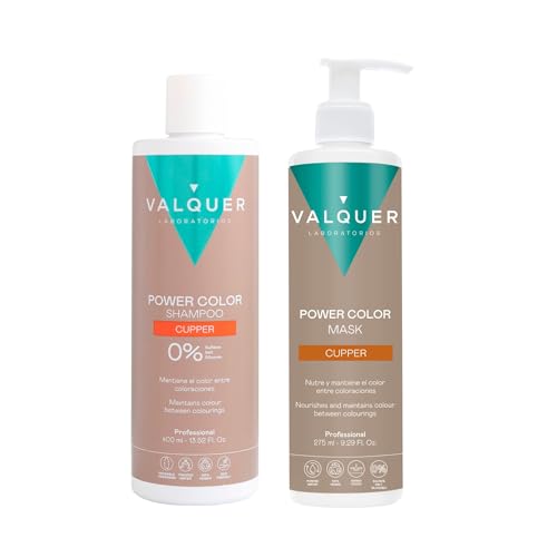 Valquer Pack Power Color Cabellos Teñidos Cobre: Champú 400 ml + Mascarilla 275 ml – Coloración Temporal