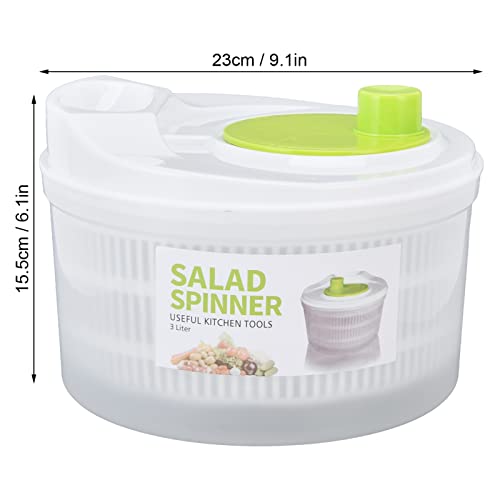 Espátula de salada de grande capacidade 3L, limpador de vegetais de plástico com tigela e escorredor