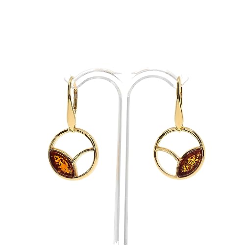 Boucles d'oreilles ambre argent plaqué or anti-allergie et légères - 3