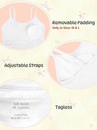 ATTRACO Ribflex Tank Tops for Teen Girls with Adjustable Straps White Camisole Cami Undershirts for Girl Running White L