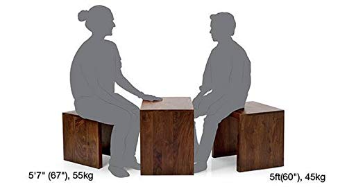 Image of CRAFT D ARTS Sheesham Wood Nesting Table Set of 3 Stools for Home | Bedside Table | Small Study Table | Stool (Mahogany Finish)