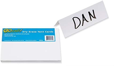 GoWrite! Dry Erase Tent Cards, Non-Adhesive, White, 8-1/2" x 3", 50 Cards