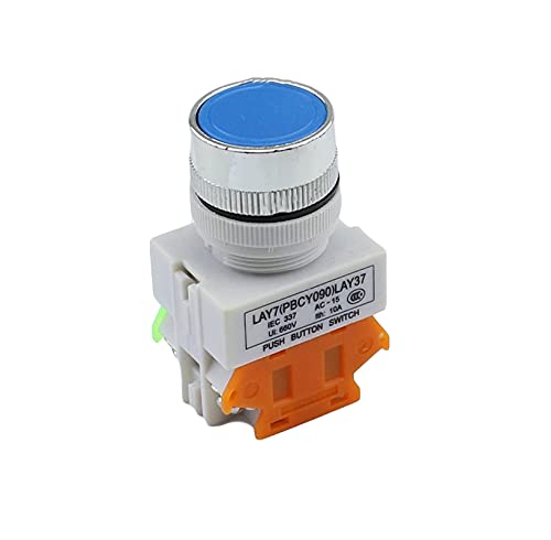 Interrupteur bouton double tête LA37 bleu commande électrique bouton poussoir 22mm NO NC