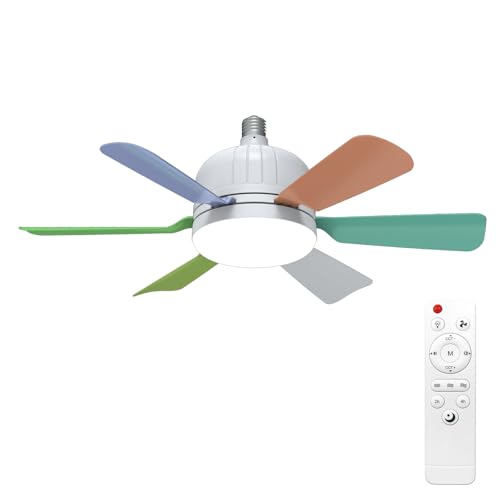 Image of maykawe Fan Lamp with 6- Silent Dimmable 3000K-6500K Ceiling Light - Control Function Wall for Bedroom