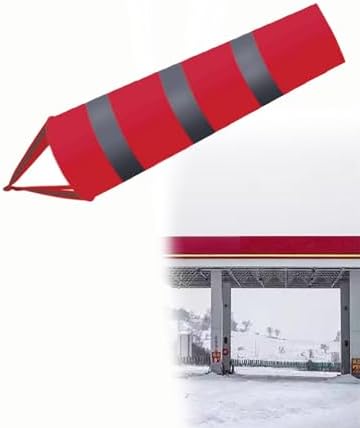 Heavy Duty Windsock for Airports, Fire Retardant Outdoor Wind Direction Indicator, 360° High Visibility Nylon, Red-Milk, 1M Length, Durable Weather-Resistant Design