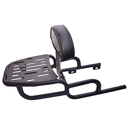 Image of Adjustable Cushion Backrest with Luggage Carrier with Heavy Weight Load Support Heavy Side Stand Extender (RE Meteor 350)
