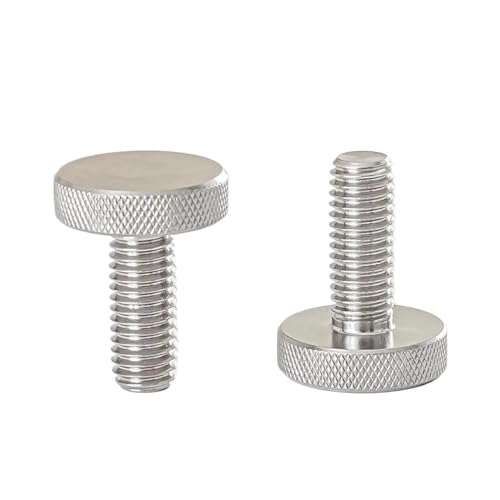XUXPFJ Lot de 2 vis moletées à tête Ronde Plate en Acier Inoxydable 304, M3, M4, M5, M6, M8, M10, for Mur-Rideau et Verre(M5x30mm)
