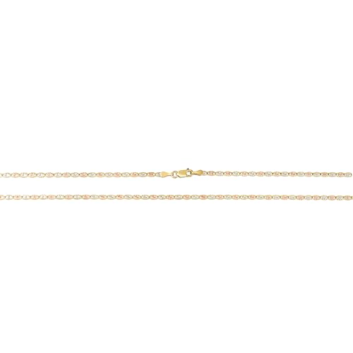Floreo 10k Tri-Color Gold 2mm Valentino Link Chain Bracelet or Anklet3