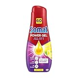 Somat Gel Todo en 1 Lima y Limón (60 lavados), detergente lavavajillas con gran poder de limpieza, lavavajilla líquido para una vajilla limpia y brillante, jabón lavavajillas para ciclos cortos