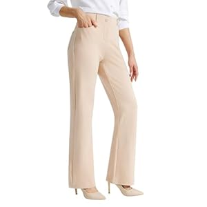 Anzughose Damen Bootcut Business Hose Yogahose Elegant Stoffhose Schlaghose Jazzpants Lang Stretch Hose Hohe Taille Casual Sporthose mit 4 Taschen