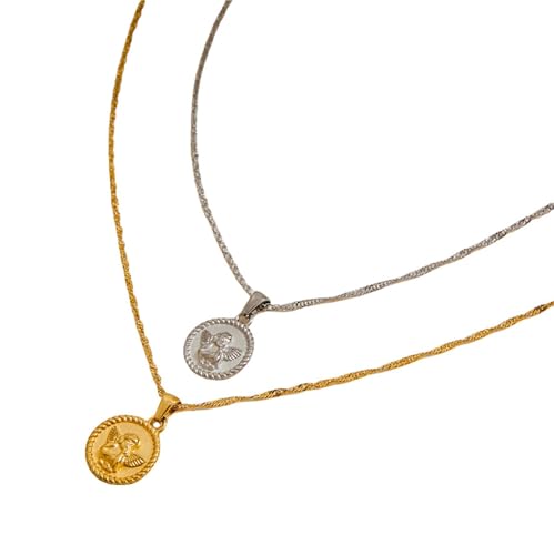 Pendentif ange texturé en acier inoxydable, le bijou idéal pour sublimer vos tenues