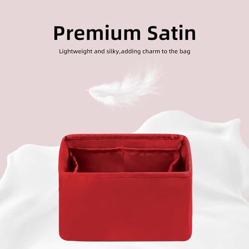 Image of DGAZ Silk Purse Organizer Insert Fits Chanel Duma Bags,Silky Smooth Bag Organizer,Luxury Handbag & Tote Shaper(Rouge Cassque,24P Large)
