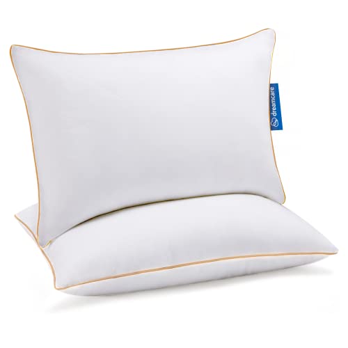 Goose Feather Pillows With Polyester Queen Size Set Of 2 - Feather Pillow - Soft Pillows For Sleeping, Goose Feather Pillows Queen Size Set Of 2 - Luxury Pillows, Hotel Pillow, Fluffy Pillow - 20"X28” #TOP19
