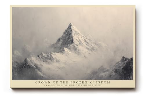 Paul Sinus Tableau mural 90 x 60 cm Couronne de la Reine des Neiges paysage de montagne majestueux dans des couleurs monochromes avec une présence puissante