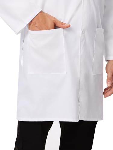 image for COZY SCRUBS Professional White Lab Coat for Men, Button Front Long Sle