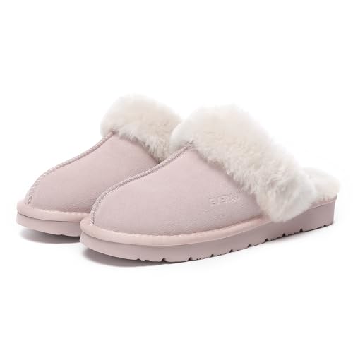 Women Raven Slippers Womens Warm Winter Sheepskin Suede Mule4