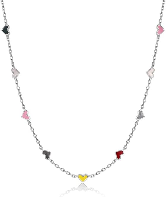 Gold Necklace for Women,Anniversary Christmas Birthday Gifts for Wife Girlfriend,14K /18K Gold/White Gold/Rose Gold Hand Painted Colorful Hearts Necklaces Fashion Jewelry for Women - Image 7