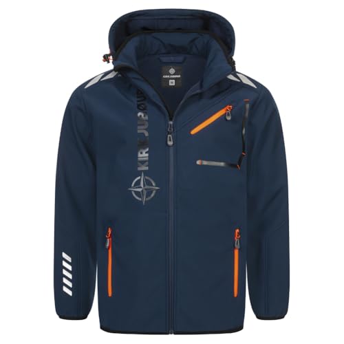 Kirkjubøur® Hestur Herren SOFTSHELLjacke 10.000 mm Wassersäule mit Kapuze und Fleecefutter, atmungsaktiv und wasserabweisend (DE/NL/SE/PL, Alphanumerisch, XXL, Regular, Regular, Alvik Navy)