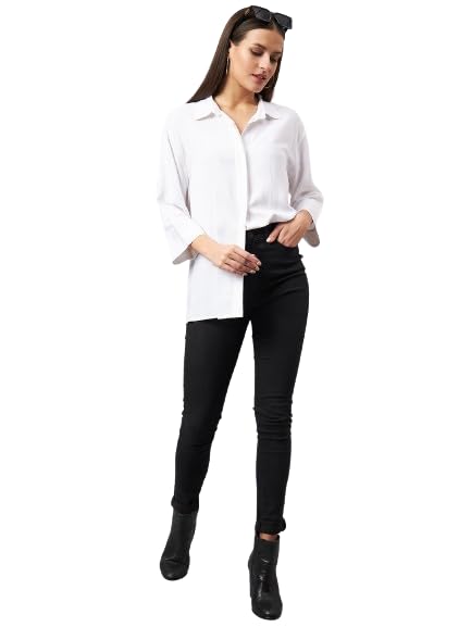 style quotient Women Smart White Oversized Spread Collar Shirt-picture-38