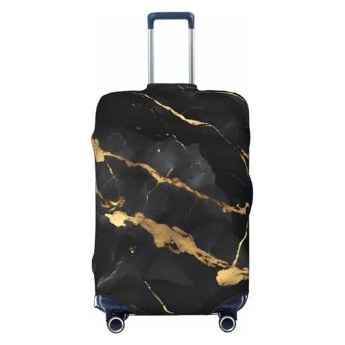 Housse de valise extensible noire motif marbre protection bagage à main L