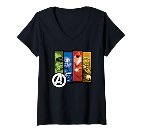 T-shirt Avengers col V femme aux 4 couleurs Marvel pour un look geek chic quotidien