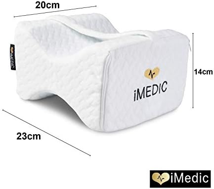 iMedic - Memory Foam Knee Pillow For Sleeping On Side - Gel Lined Premium Quality Orthopaedic Leg Cushion For Perfect Alignment For Side Sleepers