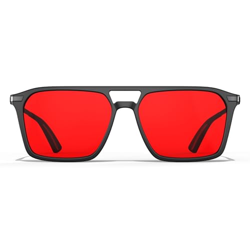 Goiteia 100% Blue Light Blocking Glasses - Red Sleep Glasses for Total Blue and Green Light Blocking - Relieve Eye Strain & Improve Sleep - Spring Hinges for Superior Comfort