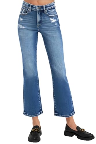 SALT TREE Risen Jeans - Tummy Control High Rise Crop Bootcut Jeans - RDP5937
