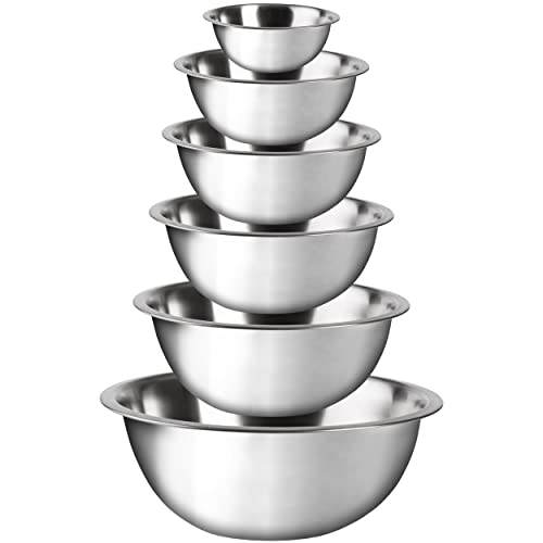 Homearray Stainless Steel Mixing Bowls Set (Set Of 6) - Polished Mirror Kitchen Bowls, Nesting Bowls For Space Saving Storage, Ideal For Cooking, Baking & Serving, Food Prep & Salad Prep. #TOP1