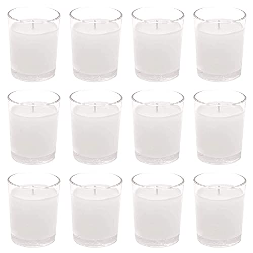 Floryn Decor Votive Glass Candles for Home Decor, Candles for Decoration Burning Time- 10 Hours | Unscented (Pack of 12)