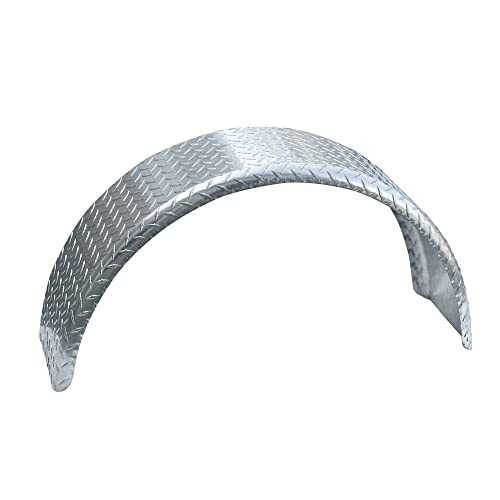 Tie Down Trailer Fenders Single Axle – Diamond Plated, Made in USA – Aluminum Trailer Fender – for 13-16" Wheels (Requires 14.88" Overall Tire Diameter) – 33.74" L x 9" W x 14.88" H (1 Fender)