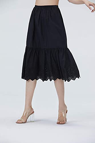 Image of BEAUTELICATE Half Slip Skirt Extender 100% Cotton Vintage Underskirt with Lace Embroidery