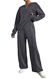  shownicer Ensemble Femme Tenue De Sport Ensemble Manches Longues Haut Et Jogging Pantalon Ensembles Sportswear Survêtements Automne Hiver A Gris Foncé L