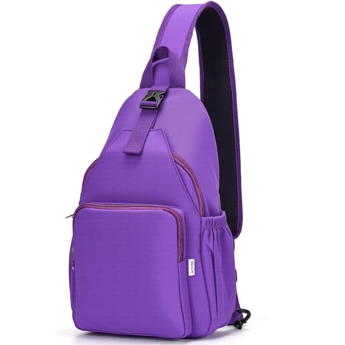 AOTIAN Borsa a Tracolla Uomo Donna, Zaino Monospalla Sling Bag Piccolo Borsa a Spalla Leggera Zaini Petto Antifurto Crossbody Backpack Marsupio frontale per Viaggi Palestra Ciclismo Sport, Viola