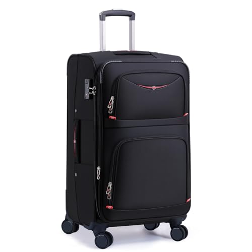 Image of ROPLUS Softside Expandable Luggage with 4 Spinner Wheels, Durable Checked-Luggage Suitcase (Black, 31-Inch)