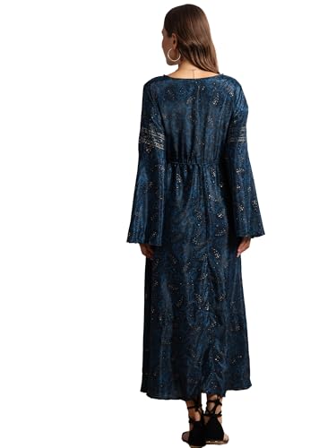 KE KANHA EXPORTS Long Dress for Woman | Boho Maxi Beach Wear Dress for Women | Soft Silky Fabric Border Print with Tassel Tie |Free Size |Size S-M-L