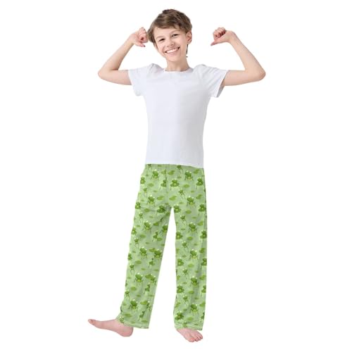 ZZXXB Frog Lotus Leaves Boys Long Pants Soft Trousers Elastic Waist Kids Lounge Bottoms with Pockets S-XL2