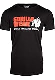 Gorilla Wear Classic T-Shirt - schwarz - klassisches Oberteil mit Logo zum Sport Alltag Training Workout Laufen Joggen bequem Normale Passform leicht aus Baumwolle bewegungsfreiheit groß, L