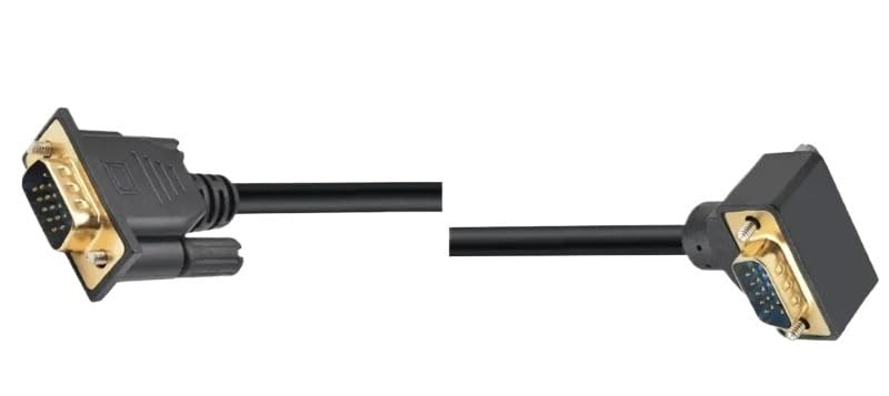 90 stopni kątowy VGA RGB męski na prosty męski przedłużacz 3COAX+6C do monitora projektora komputera (prawy, 1 m)