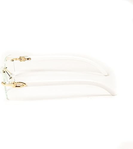 Miniatura 7 de Retro Vintage Blanco Brazo de Madera Estilo Moderna Diseñador Lente Transparente Sin Montura Hombres Mujeres Rectangular Oro Marco Unisex Cuadrado