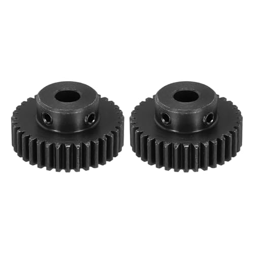 QUARKZMAN 2 Stück 1M 35T Stahl Motor Ritzel RC Motor Zahnräder Passend Für 8mm Wellenbohrung Für RC Fahrzeuge LKW Drift Fernlenkauto Geländewagen Crawler Teile Schwarz