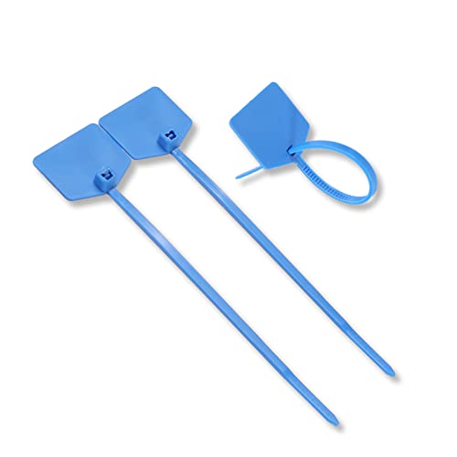 Image of Waterproof Shipping Tags - Self Locking Nylon Writable Marker Ties for Luggage Identification, Plastic Straps Label Mark, Seal Zip Tie for Labeling - 100pcs (Blue)