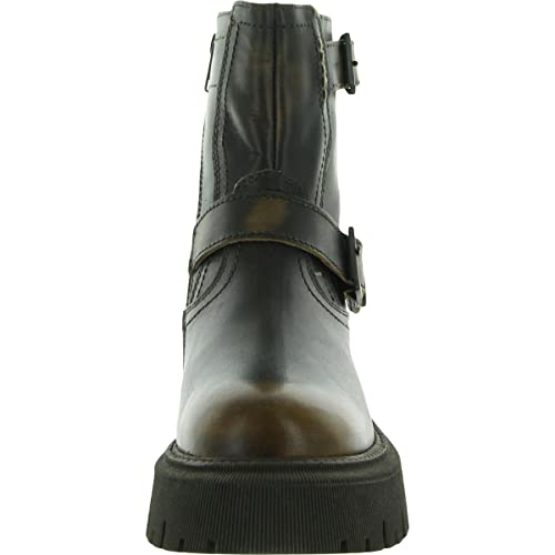 Steve Madden Excursion Brown Distressed Buckle Strap Round Toe Motorcycle Boots3