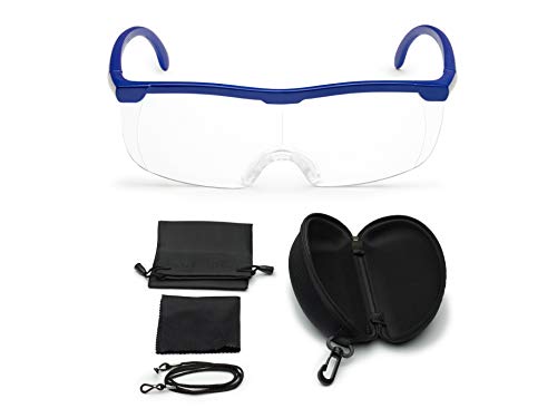 FALINGO Vergrößerungsbrille Lupenbrille Zauberbrille Lupe auf der Nase optische Vergrößerung auf 200% inkl. Hardcase und Zubehör (Blau) Cover