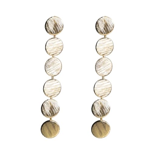 MAJALE Pendientes Largos con Colgantes Dorados con Baño Oro 18K Obsequio San Valentín - Pendientes Grandes Elegantes Estilo Contemporáneo y Minimalista para Fiesta (Oro 6 cm)
