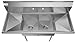 KoolMore - SB141611-12B3 2 Compartment Stainless Steel NSF Commercial Kitchen Prep & Utility Sink with 2 Drainboards - Bowl Size 14