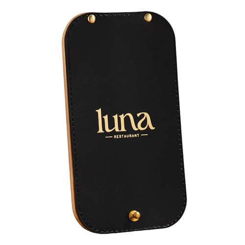 Shopdaddy-Studio Leather and Ashwood Check Presenter – Custom Bill Holder with Logo – Wooden Restaurant Check Box for Waitstaff and Servers - Bill Holders for Hospitality