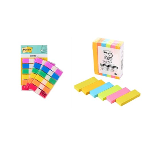 【セット買い】【Amazon.co.jp限定】 スリーエム(3M) ポストイット フィルム 付箋 見出し 長方形 3個セット 6色 各20枚 683-3MH + ポストイット 付箋 強粘着 ふせん ネオンカラー 75×25mm 90枚×6冊 500-6SS