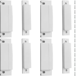 JYUDAUFU 4 Pcs NC NO Magnetic Reed Switch Normally Closed Open DC 12V White Magnet Switch with Adhesive Tape, Screws, for Contact Door Window Sensor/Surface Mount Security Alarm